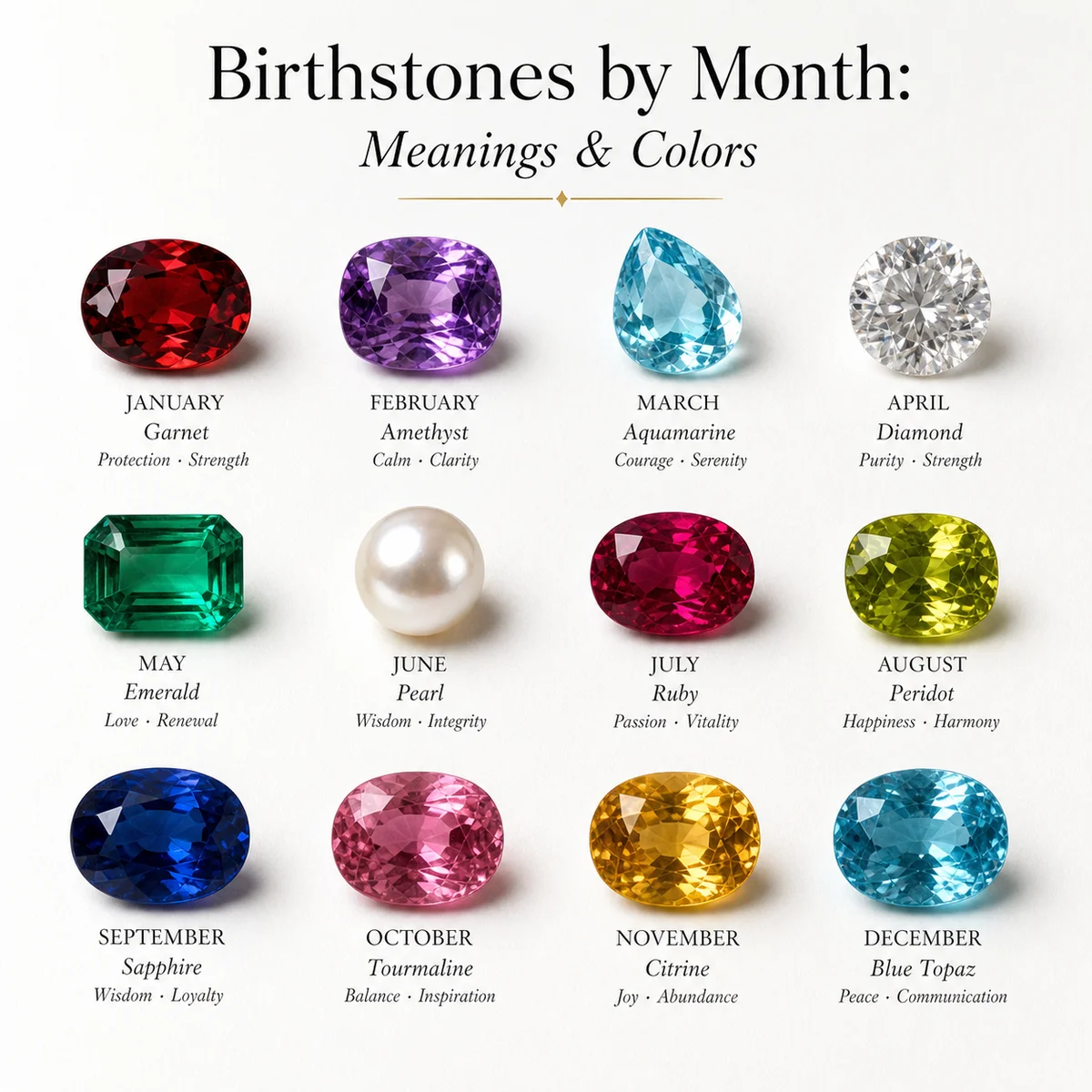 12 Birthstones by Month: Meanings & Colors