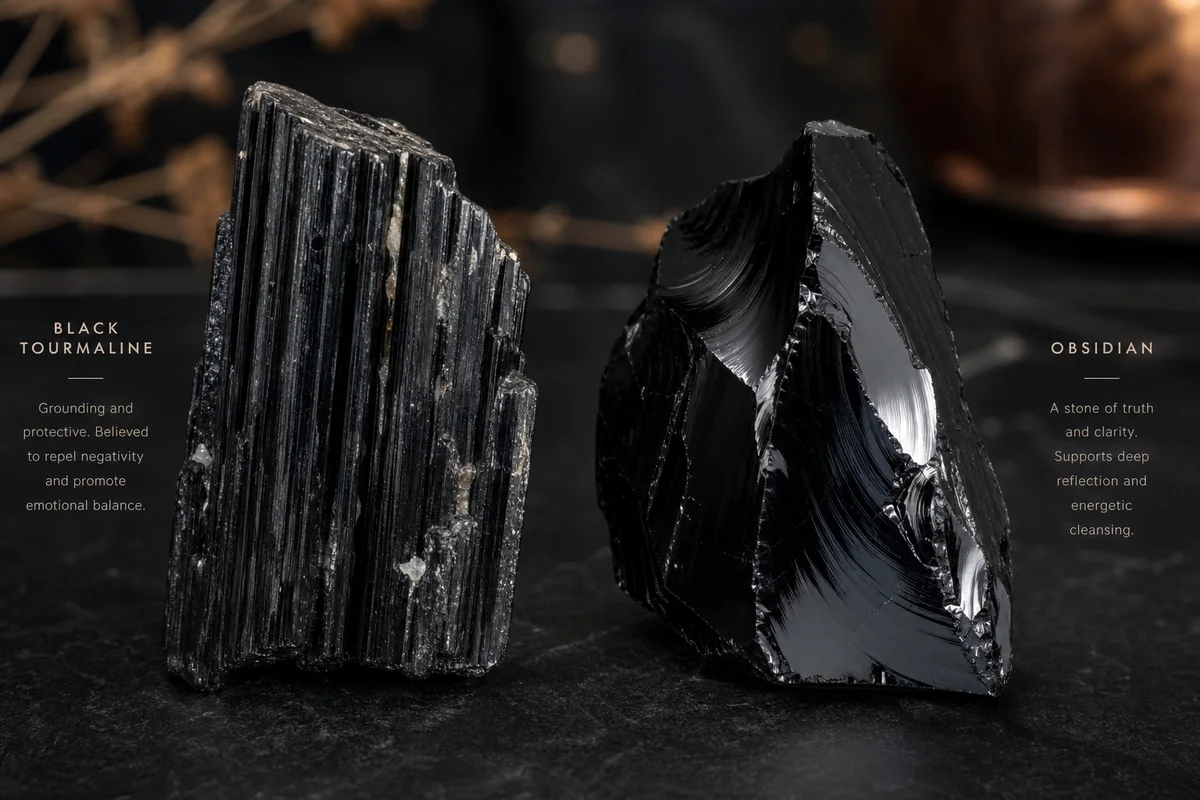 Black Tourmaline vs Obsidian