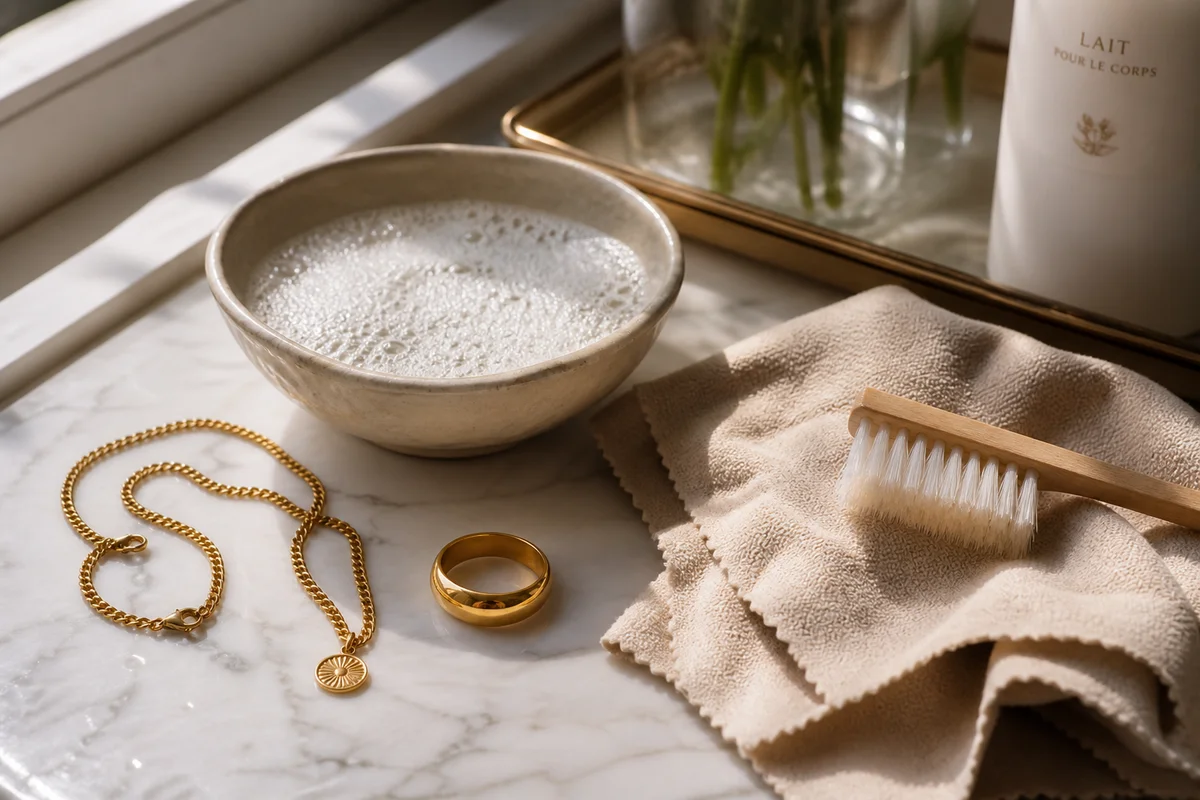 How to clean gold jewelry at home without