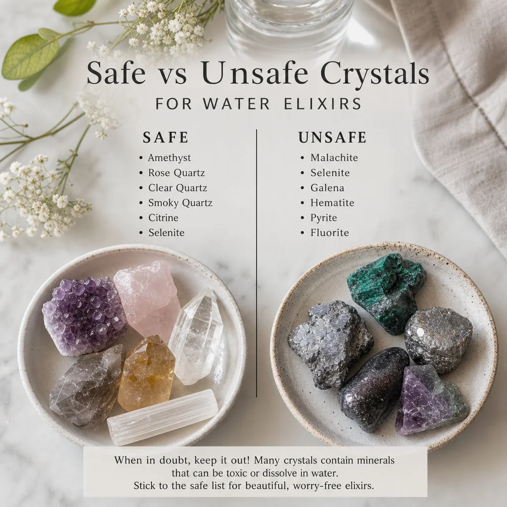 Safe vs Unsafe Crystals for Water Elixirs