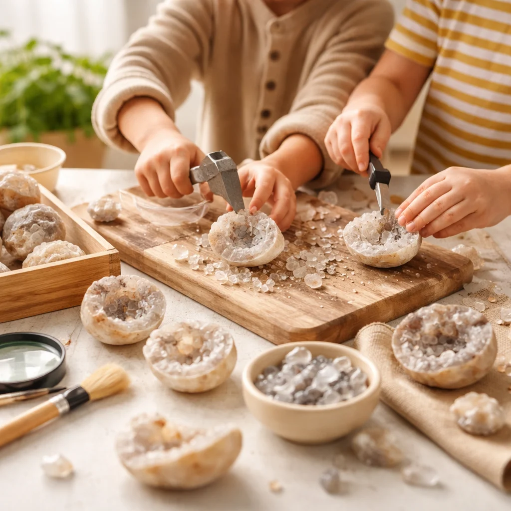 Geode Breaking Activity for Kids