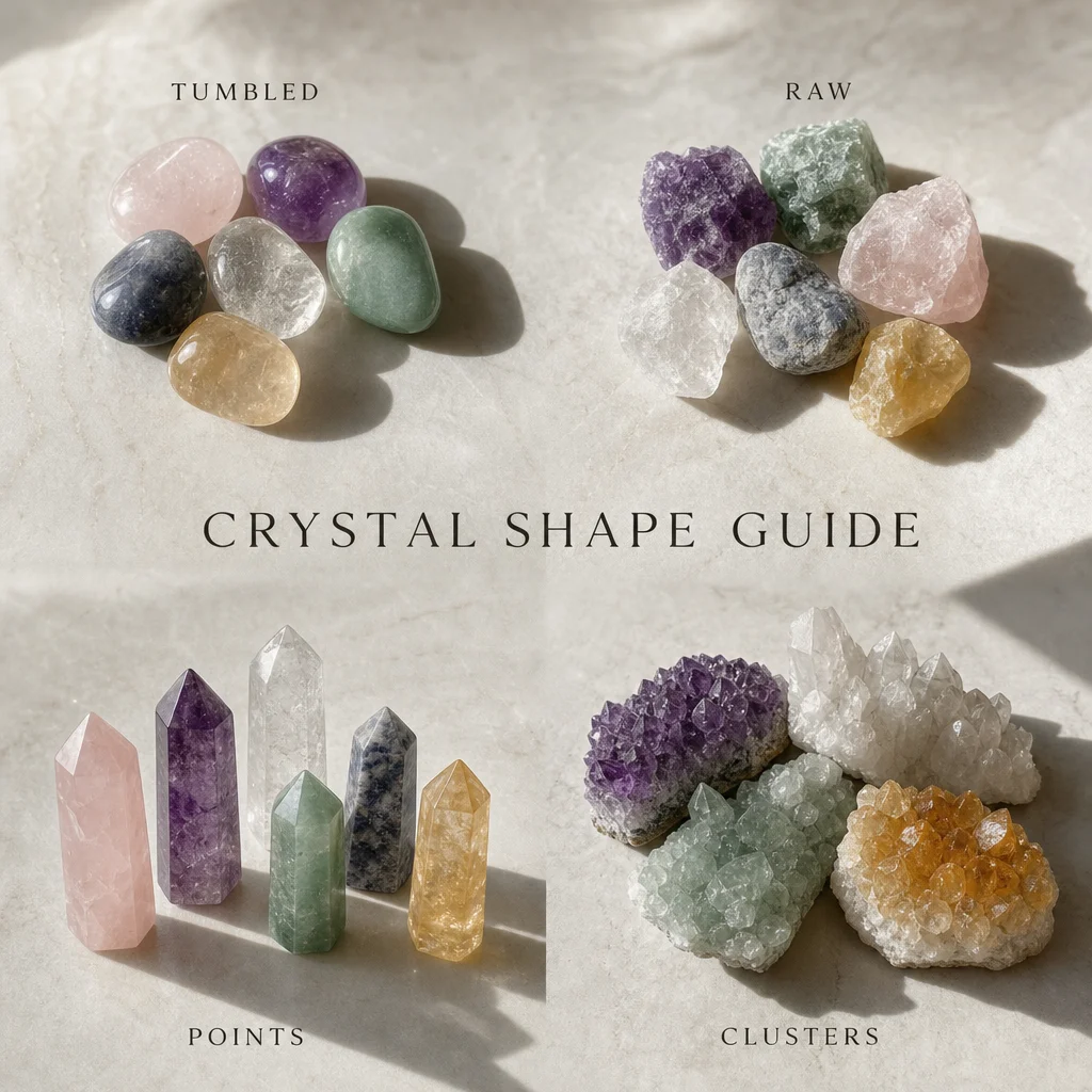 Crystal Shape Guide: Tumbled, Raw, Points