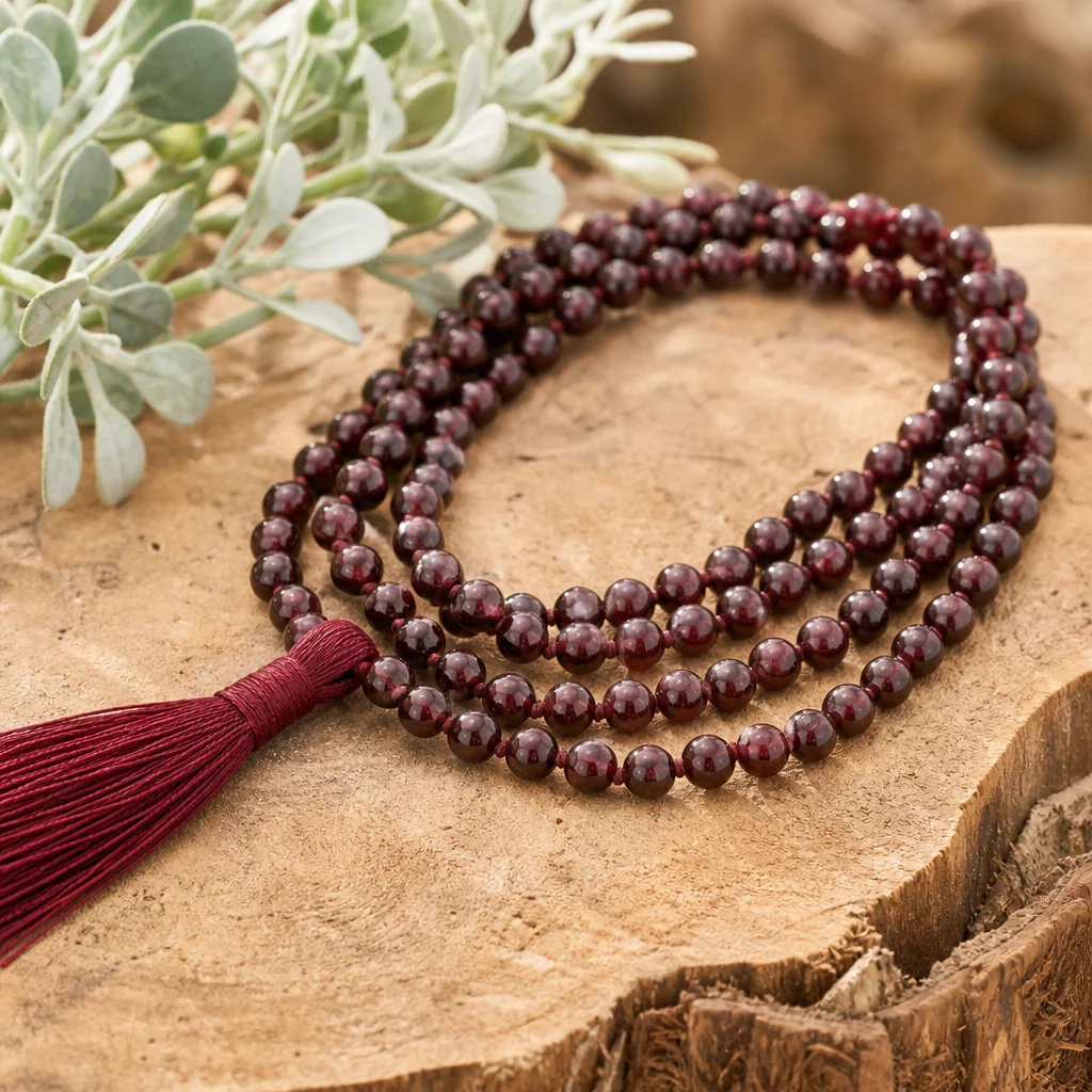 Garnet Mala Beads: Passion & Root Chakra