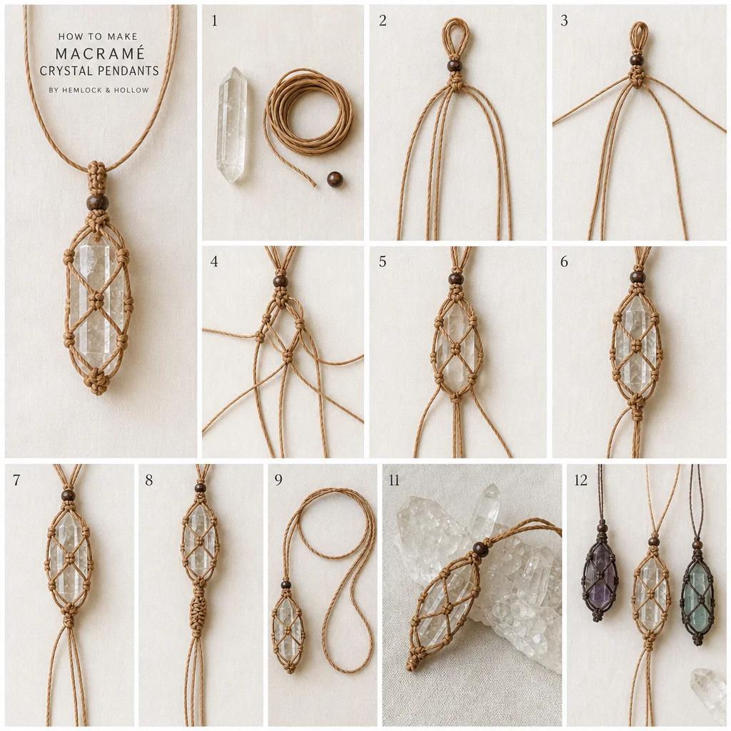 How to make macramé crystal pendants