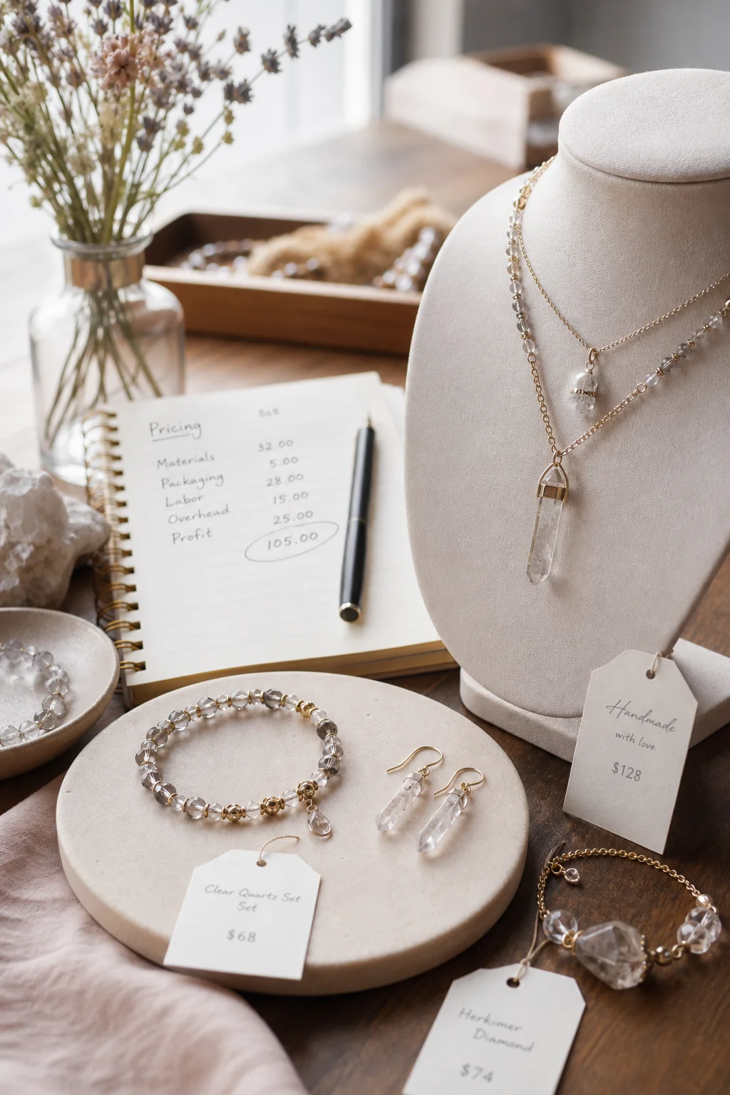 How to price handmade crystal jewelry (a
