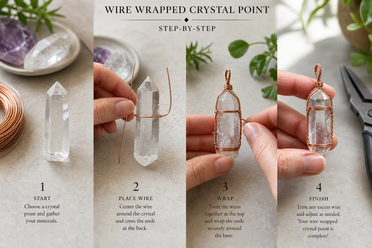 How to wire wrap a crystal point step by step