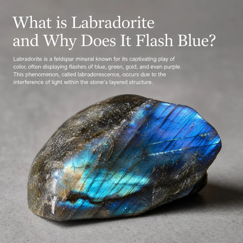 What is labradorite and why does it flash blue