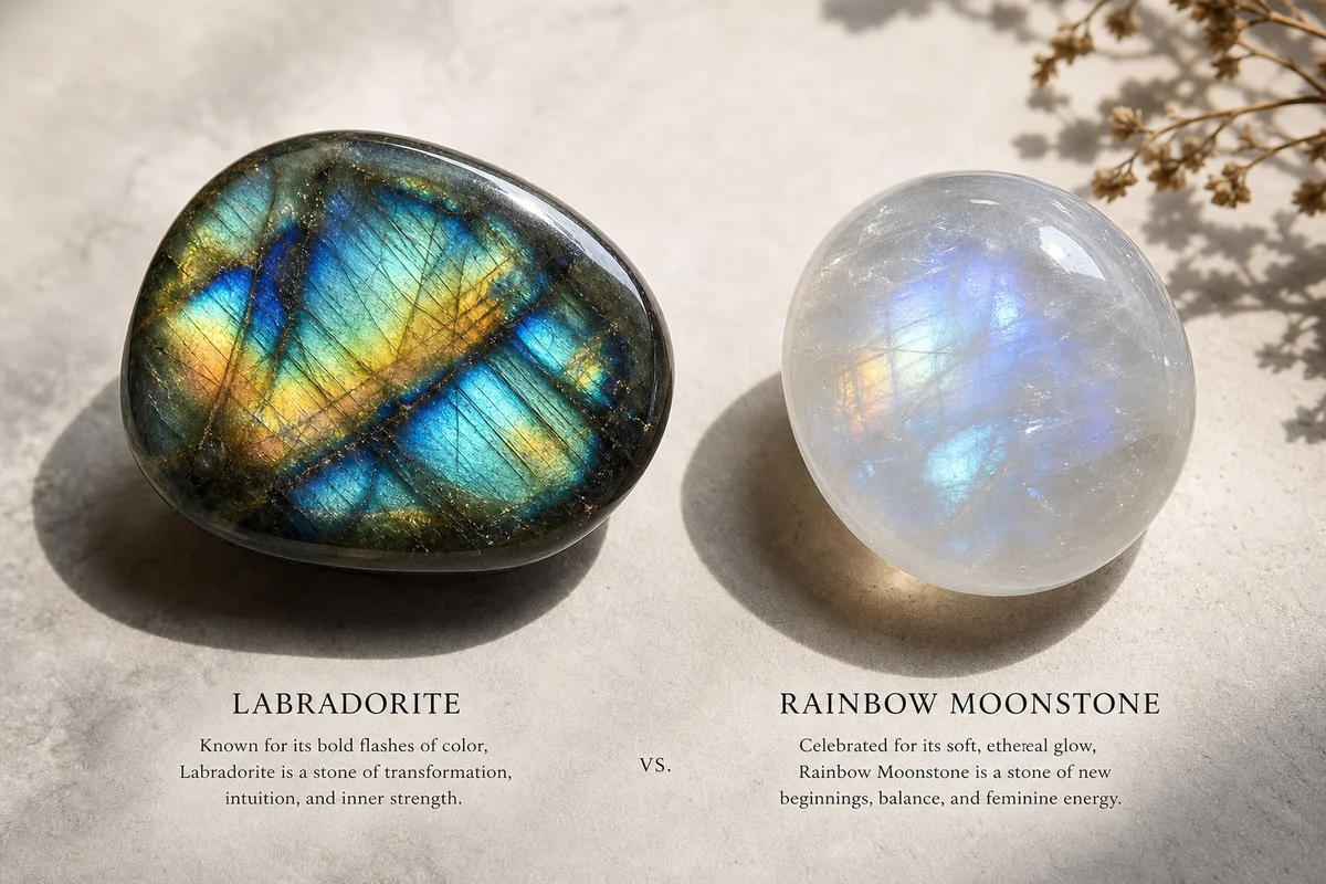 Labradorite vs. Rainbow Moonstone: A Crystal