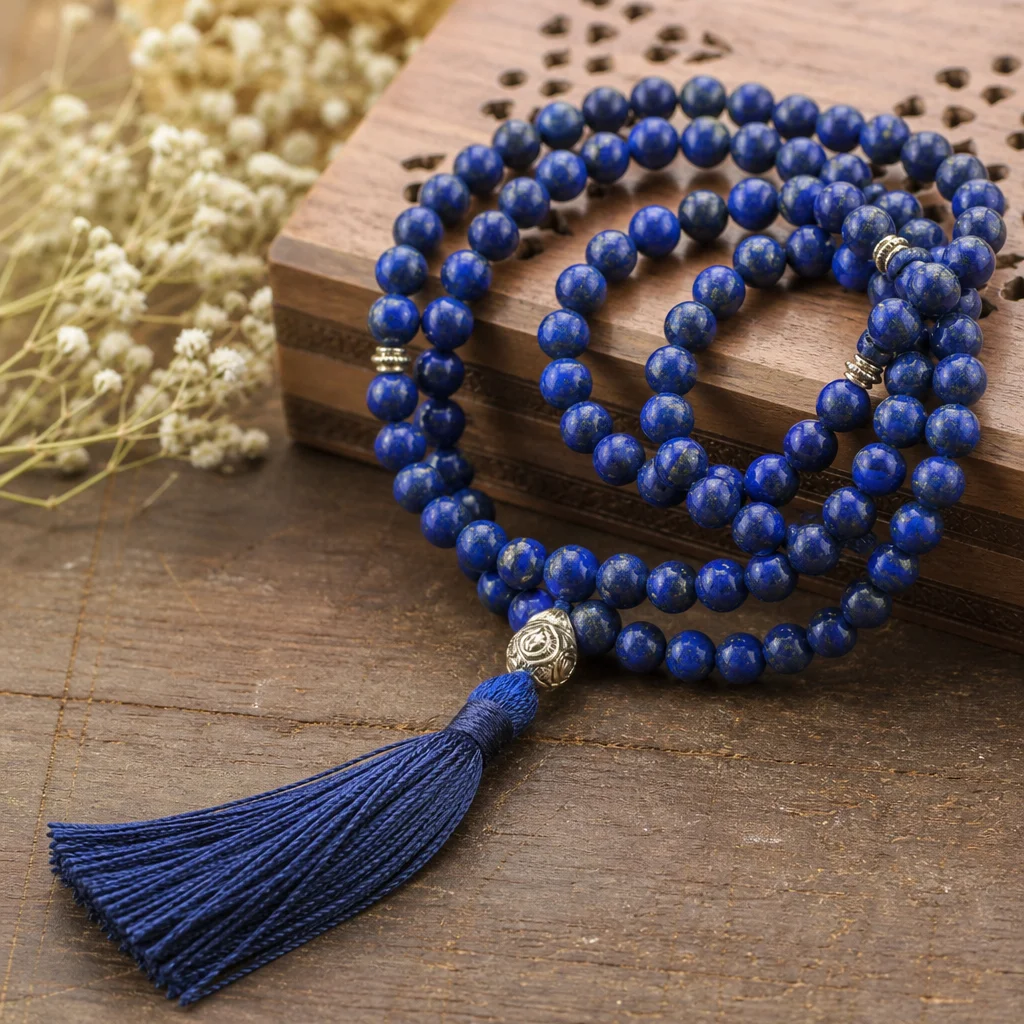 Lapis Lazuli Mala Beads: Wisdom & Third Eye