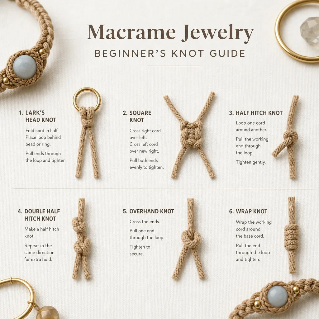 Macrame Jewelry Beginner's Knot Guide: Easy