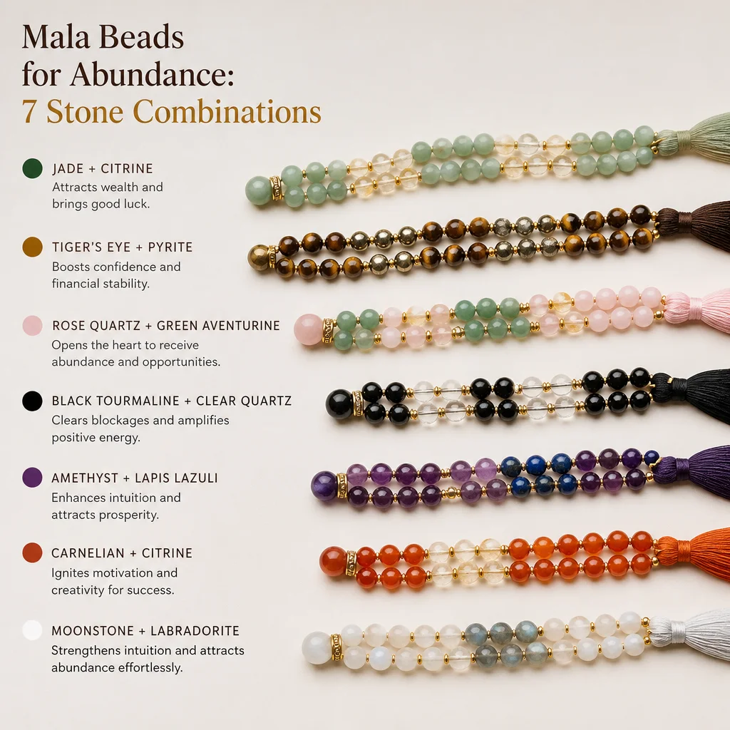 Mala Beads for Abundance: 7 Stone Combinations