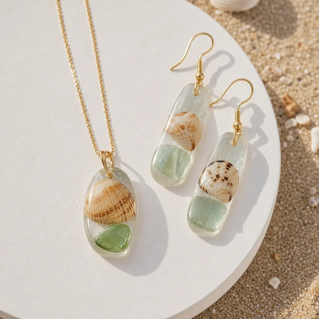 Ocean Resin Jewelry: Shells & Sea Glass Combos