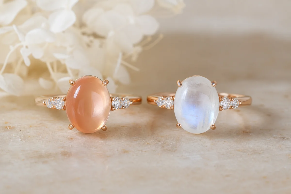 Comparing Peach & White Moonstone