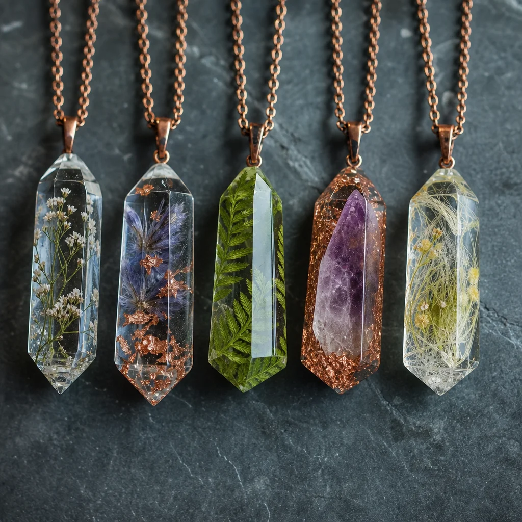 Resin Crystal Necklace: 5 Pendant Designs