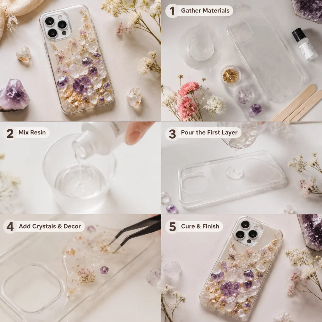 DIY Resin Crystal Phone Case Tutorial