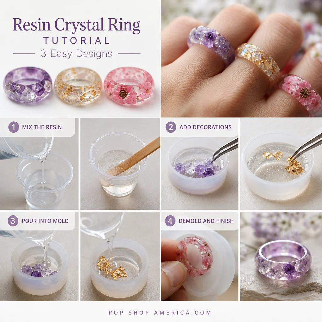 Resin Crystal Ring Tutorial: 3 Easy Designs for