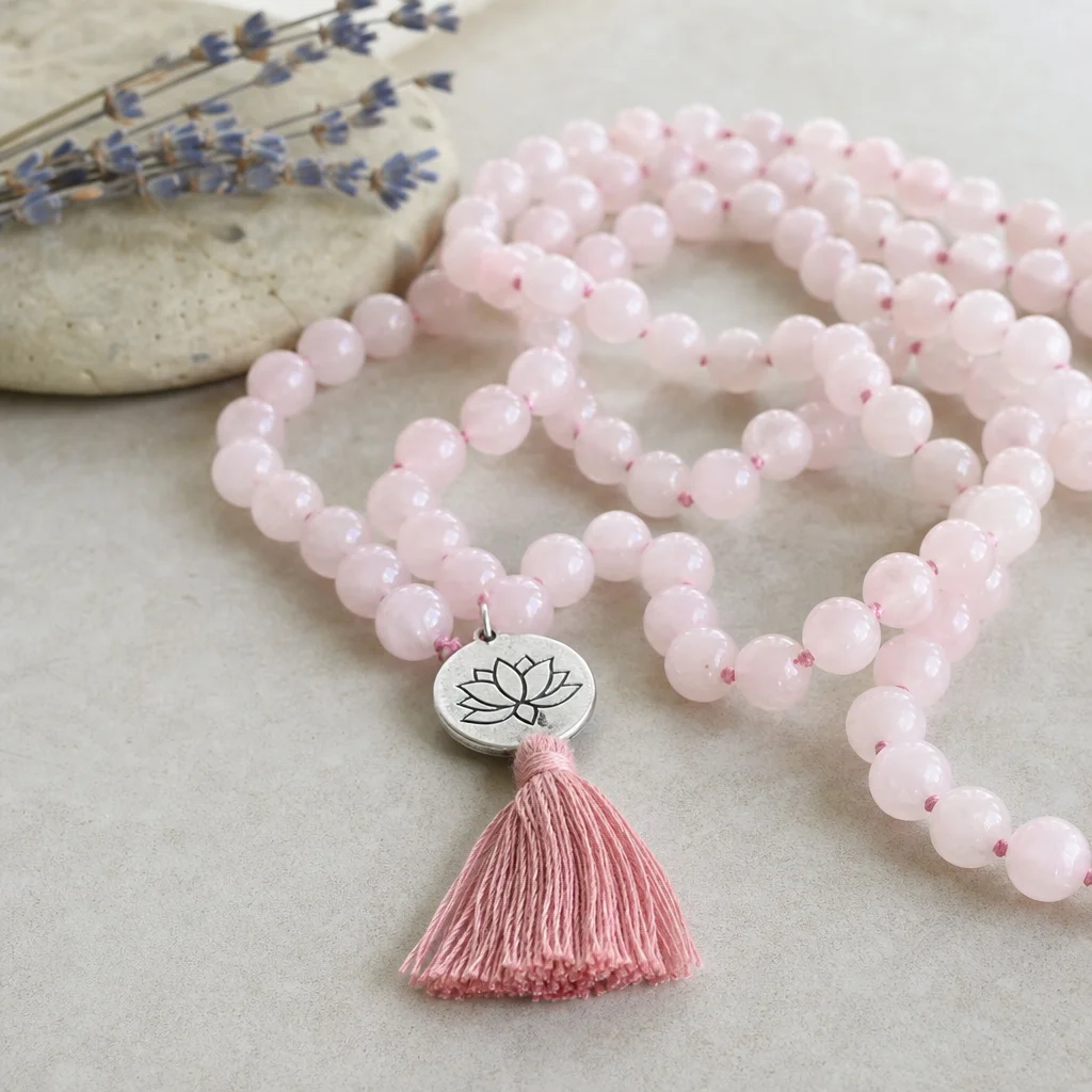 Rose Quartz Mala Beads: Love, Compassion & He...