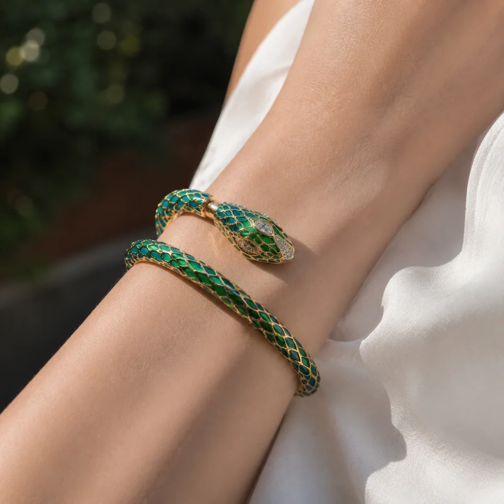 Serpentine Bracelet: Snake-Inspired Green