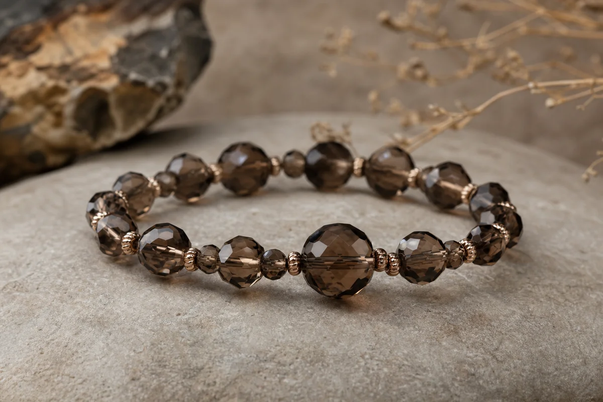 Smoky quartz bracelet: grounding for busy minds