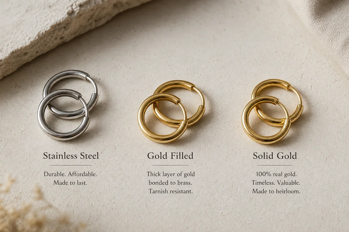 Stainless Steel vs Gold Filled vs Solid Gold
