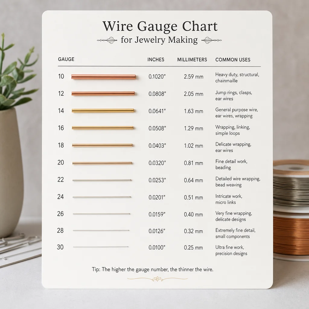 Wire Gauge Chart for Jewelry Making