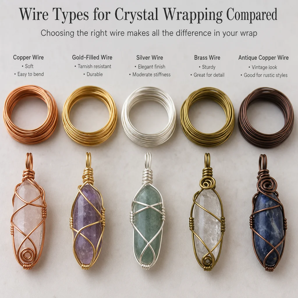 Wire Types for Crystal Wrapping Compared