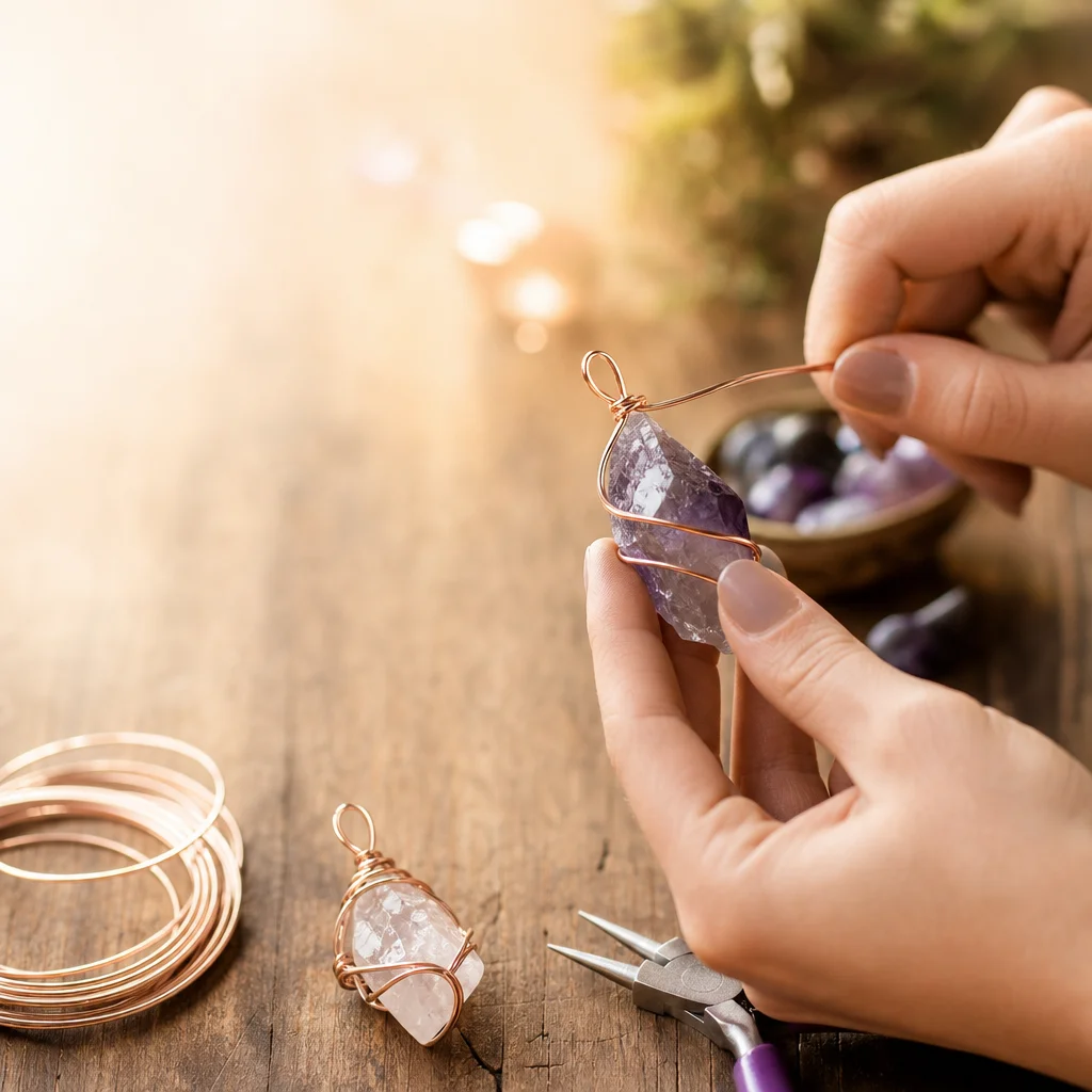 How to Wire Wrap a Raw Crystal Without a Drill