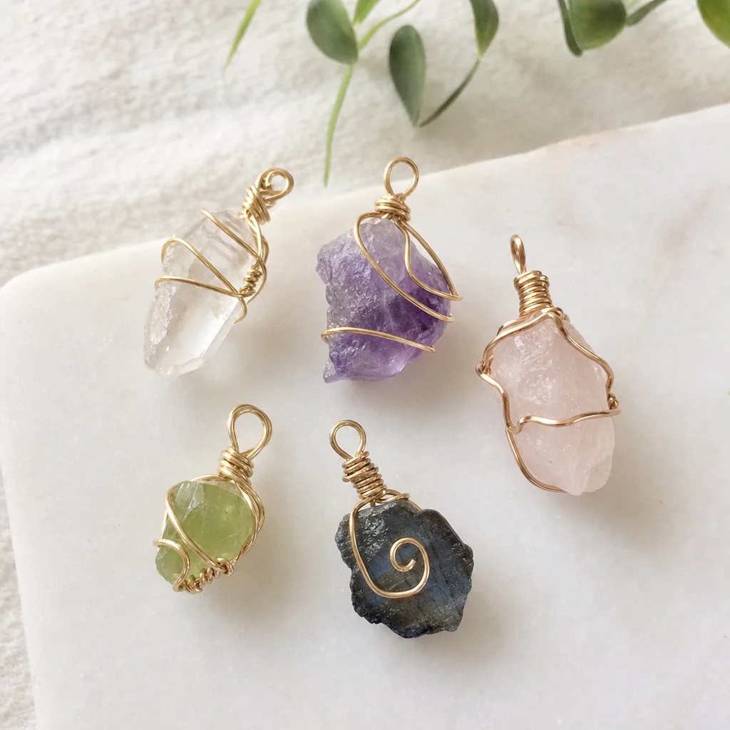 5 Wire Wrapped Crystal Charm Designs