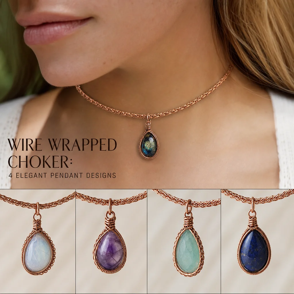 Wire Wrapped Choker: 4 Elegant Pendant Designs