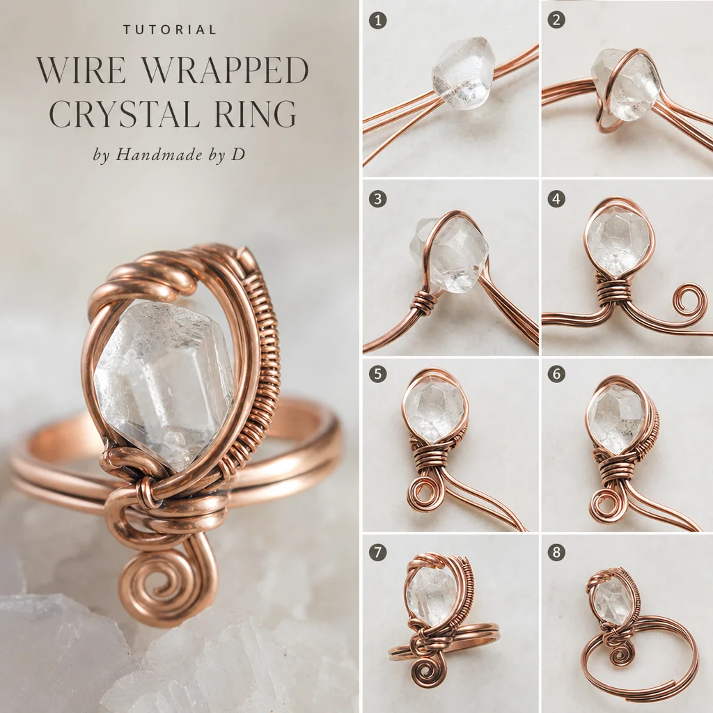 Wire Wrapped Copper Ring Tutorial: Crystal Ring 