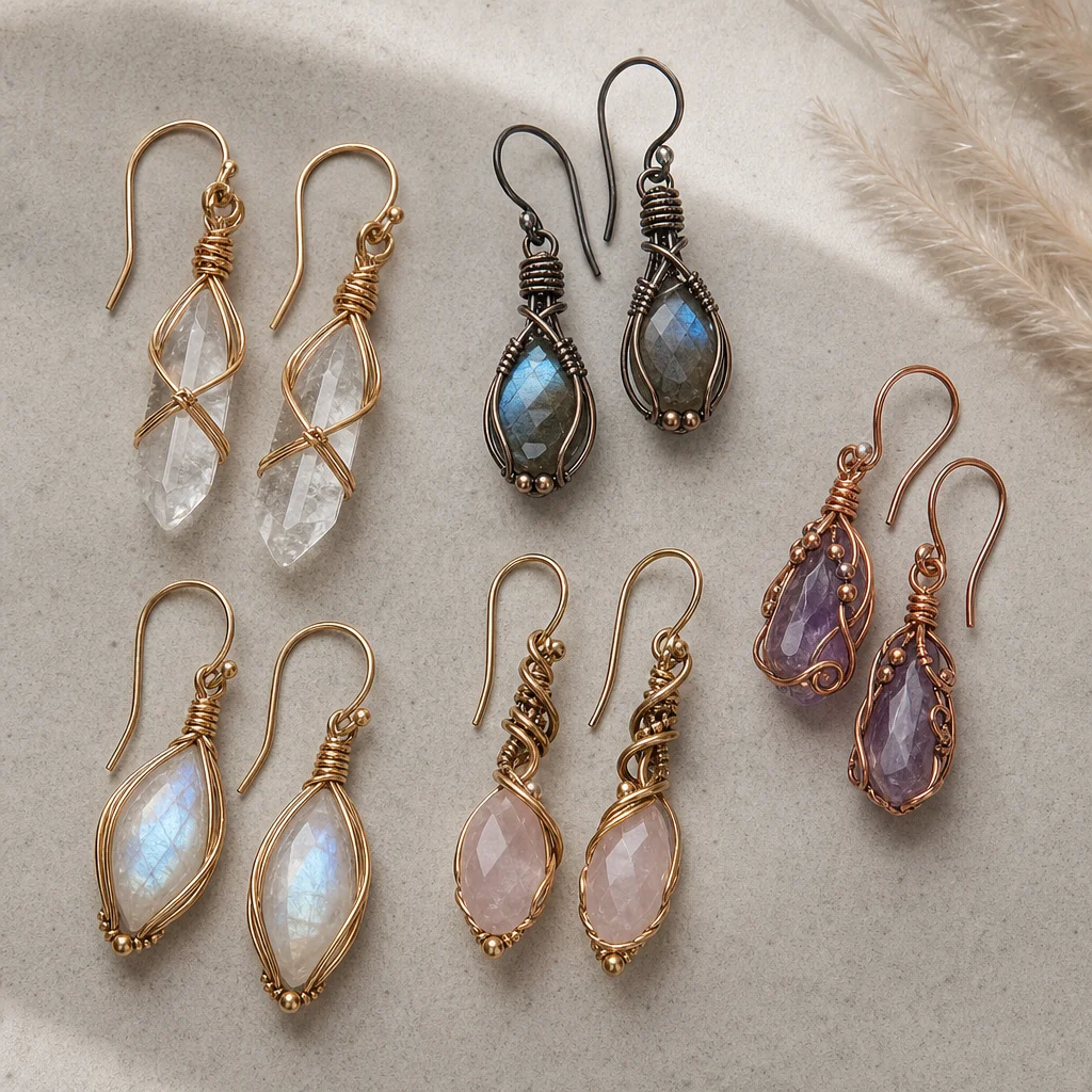 Wire Wrapped Crystal Earrings: 5 Designs for
