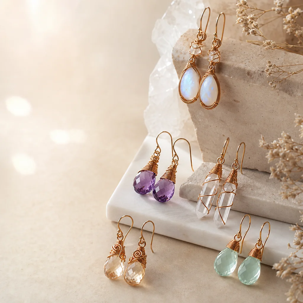 Wire Wrapped Crystal Earrings: 5 Designs for ...