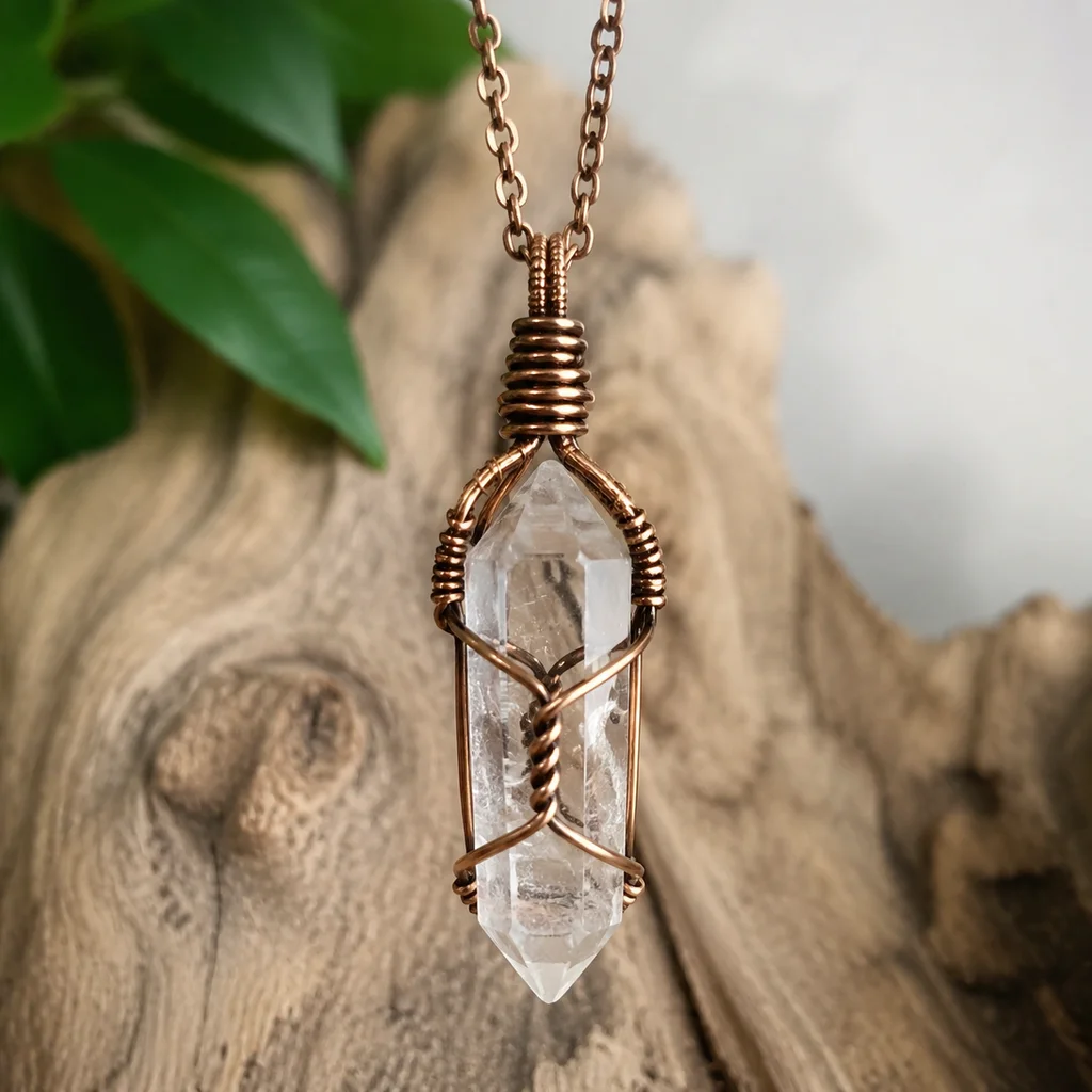 Wire Wrapped Crystal Pendant Necklace: Step-b...