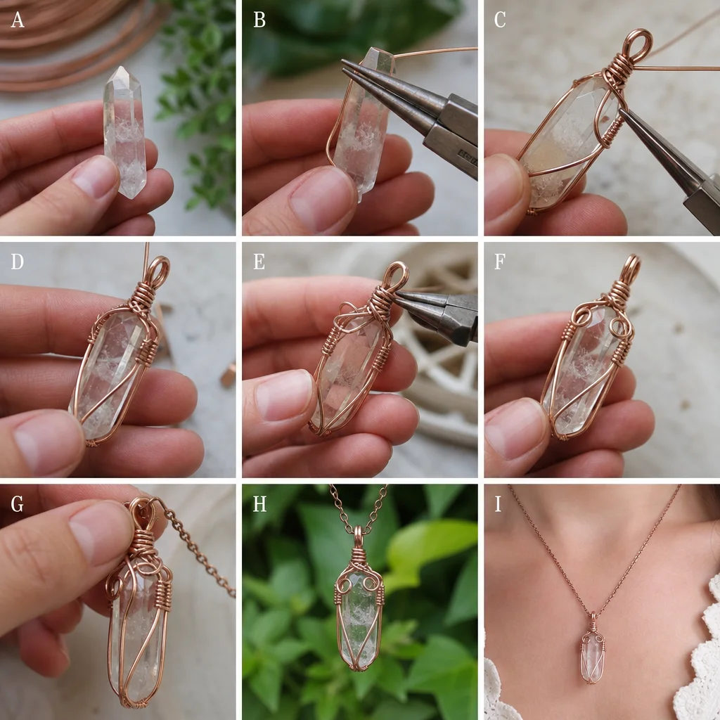 Wire Wrapped Crystal Pendant Tutorial: A